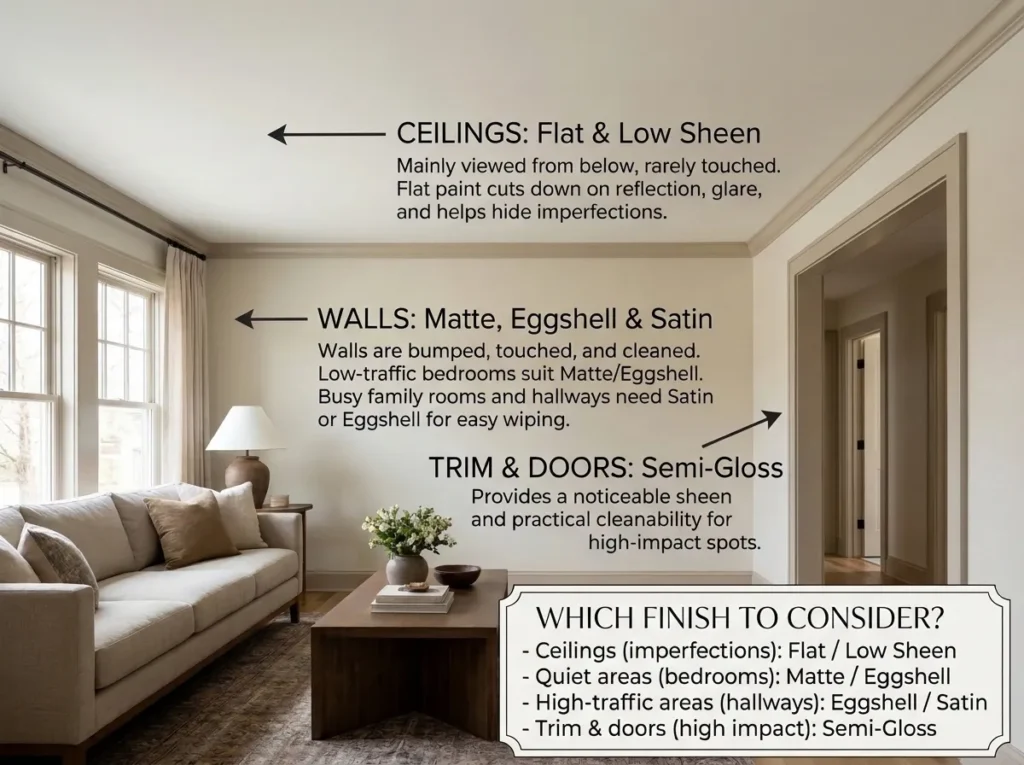 How Do Wall and Ceiling Paint Finishes Differ
